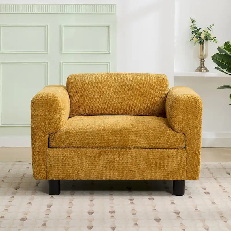 Fauteuil d'appoint en velours tissé, avec coussin haute densité et accoudoirs escamotables
