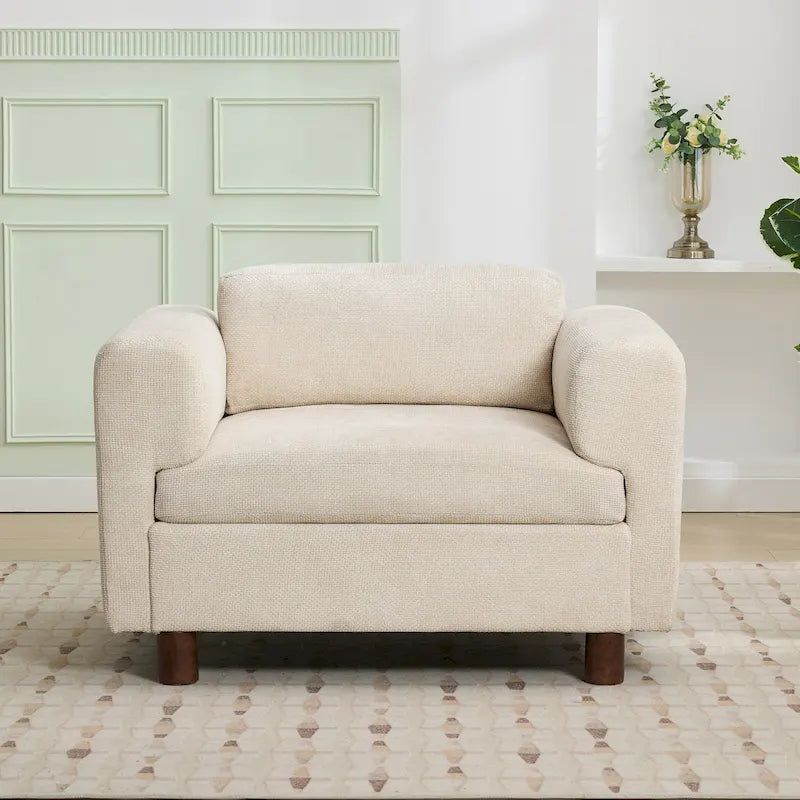 Fauteuil d'appoint en velours tissé, avec coussin haute densité et accoudoirs escamotables