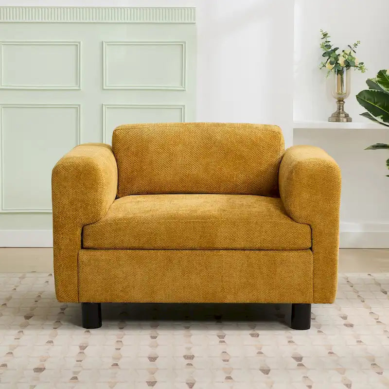 45.5 Woven Velvet Fabric Accent Chair with High-Density Cushion