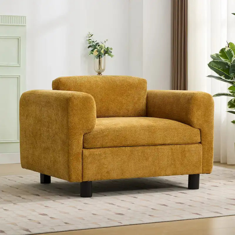 Fauteuil d'appoint en velours tissé, avec coussin haute densité et accoudoirs escamotables