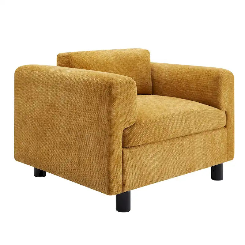 Fauteuil d'appoint en velours tissé, avec coussin haute densité et accoudoirs escamotables