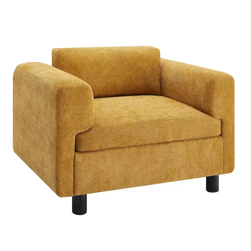 Fauteuil d'appoint en velours tissé, avec coussin haute densité et accoudoirs escamotables