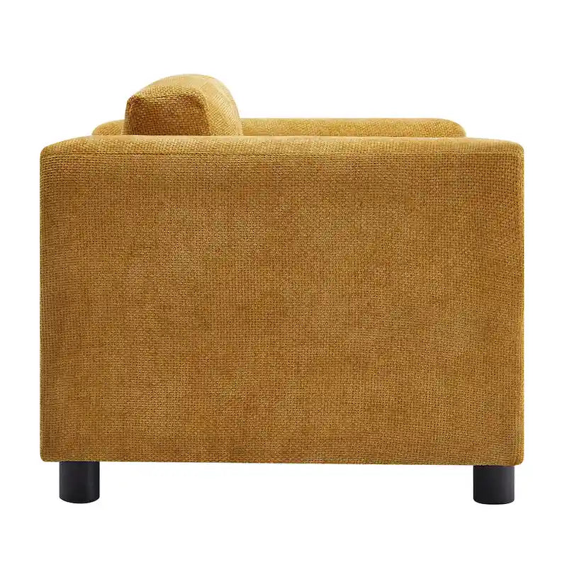 Fauteuil d'appoint en velours tissé, avec coussin haute densité et accoudoirs escamotables