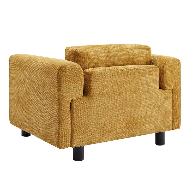 Fauteuil d'appoint en velours tissé, avec coussin haute densité et accoudoirs escamotables