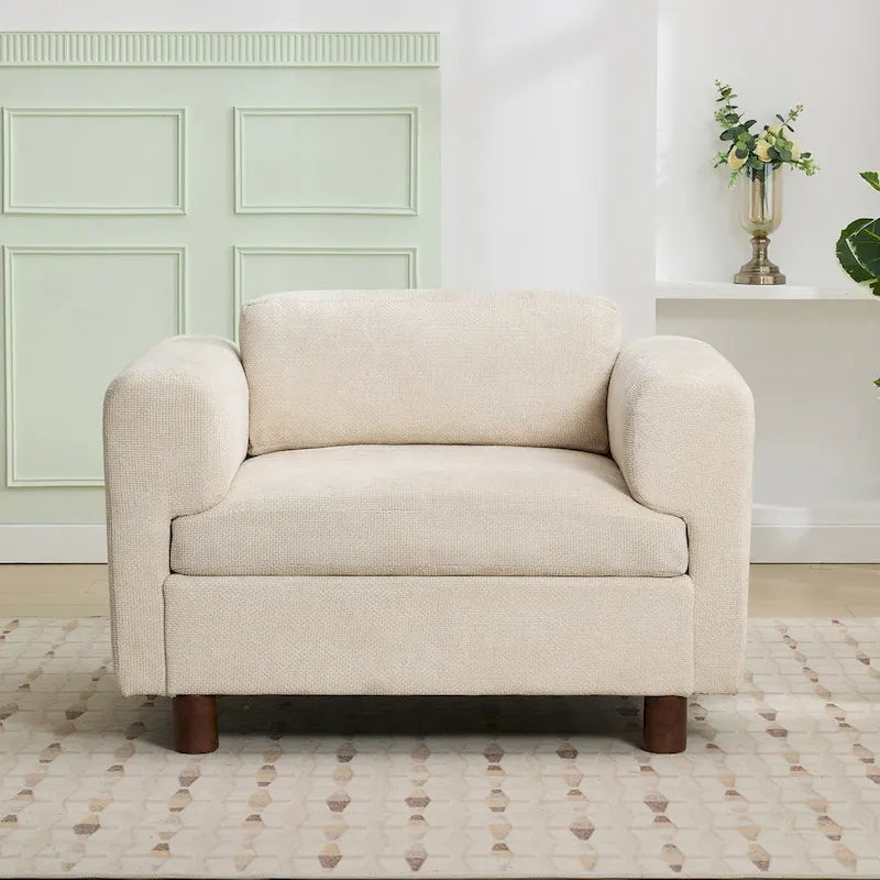 Fauteuil d'appoint en velours tissé, avec coussin haute densité et accoudoirs escamotables