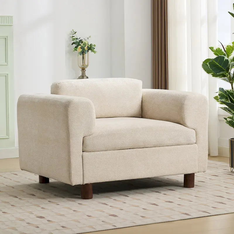 Fauteuil d'appoint en velours tissé, avec coussin haute densité et accoudoirs escamotables