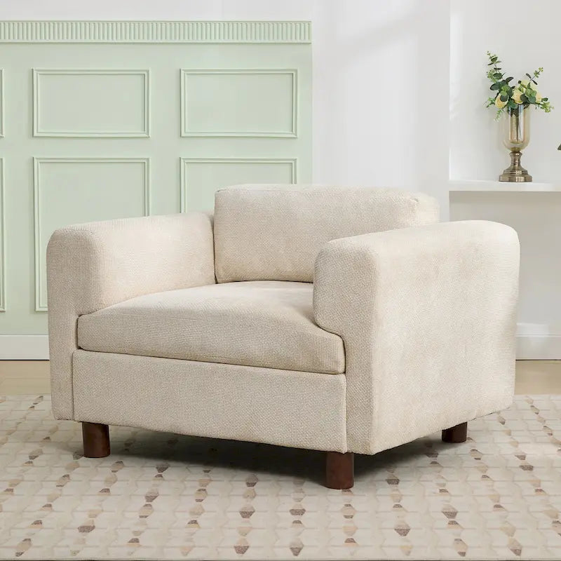Fauteuil d'appoint en velours tissé, avec coussin haute densité et accoudoirs escamotables