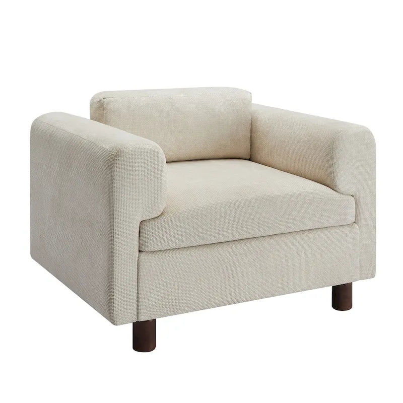 Fauteuil d'appoint en velours tissé, avec coussin haute densité et accoudoirs escamotables