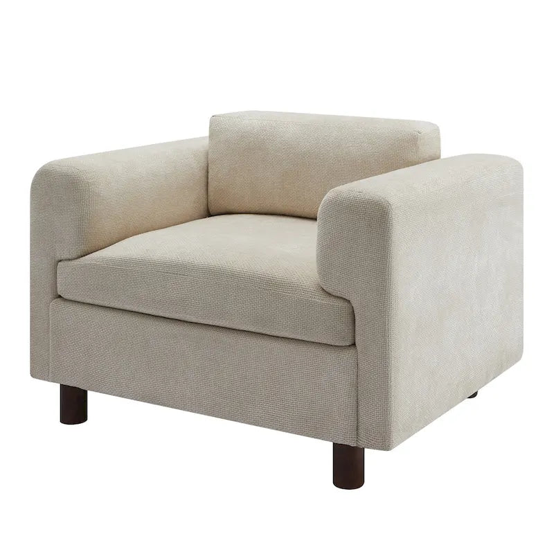 Fauteuil d'appoint en velours tissé, avec coussin haute densité et accoudoirs escamotables