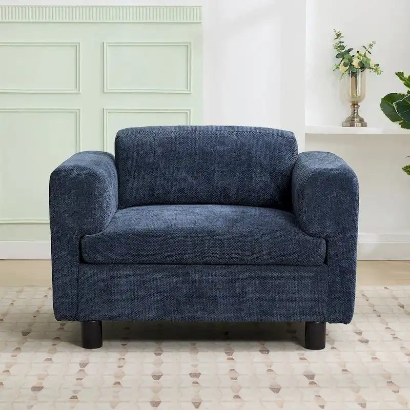 Fauteuil d'appoint en velours tissé, avec coussin haute densité et accoudoirs escamotables