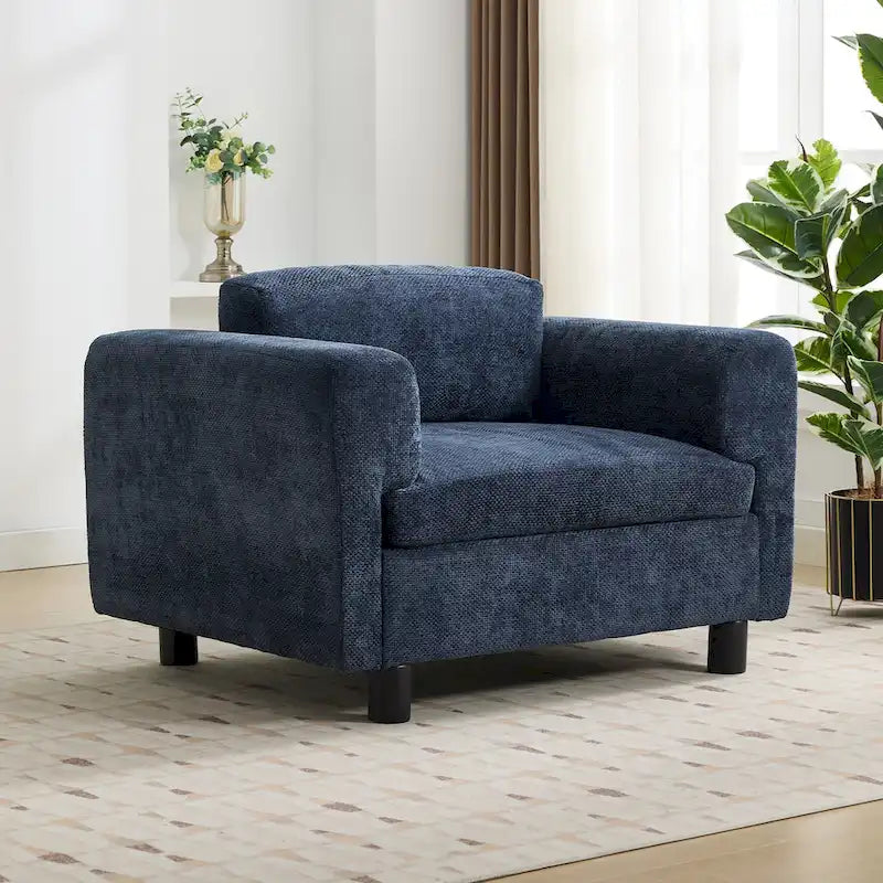 Fauteuil d'appoint en velours tissé, avec coussin haute densité et accoudoirs escamotables