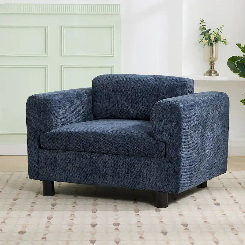 Fauteuil d'appoint en velours tissé, avec coussin haute densité et accoudoirs escamotables