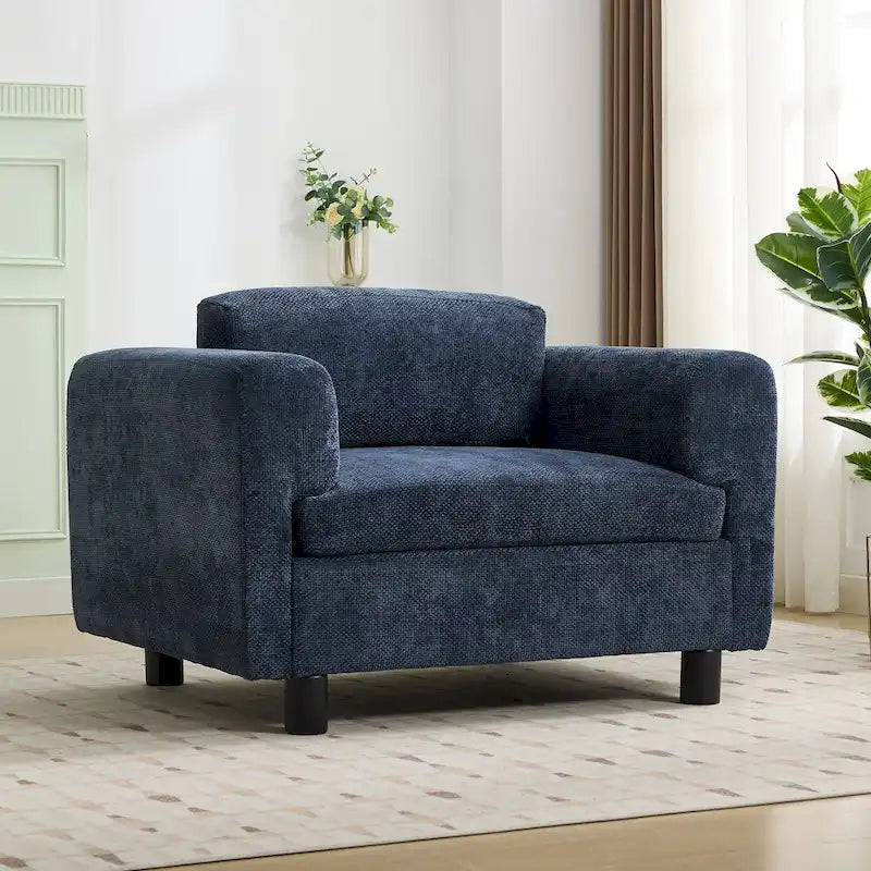 Fauteuil d'appoint en velours tissé, avec coussin haute densité et accoudoirs escamotables