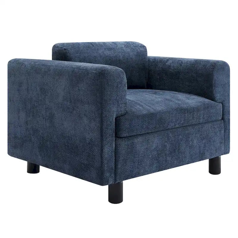 Fauteuil d'appoint en velours tissé, avec coussin haute densité et accoudoirs escamotables