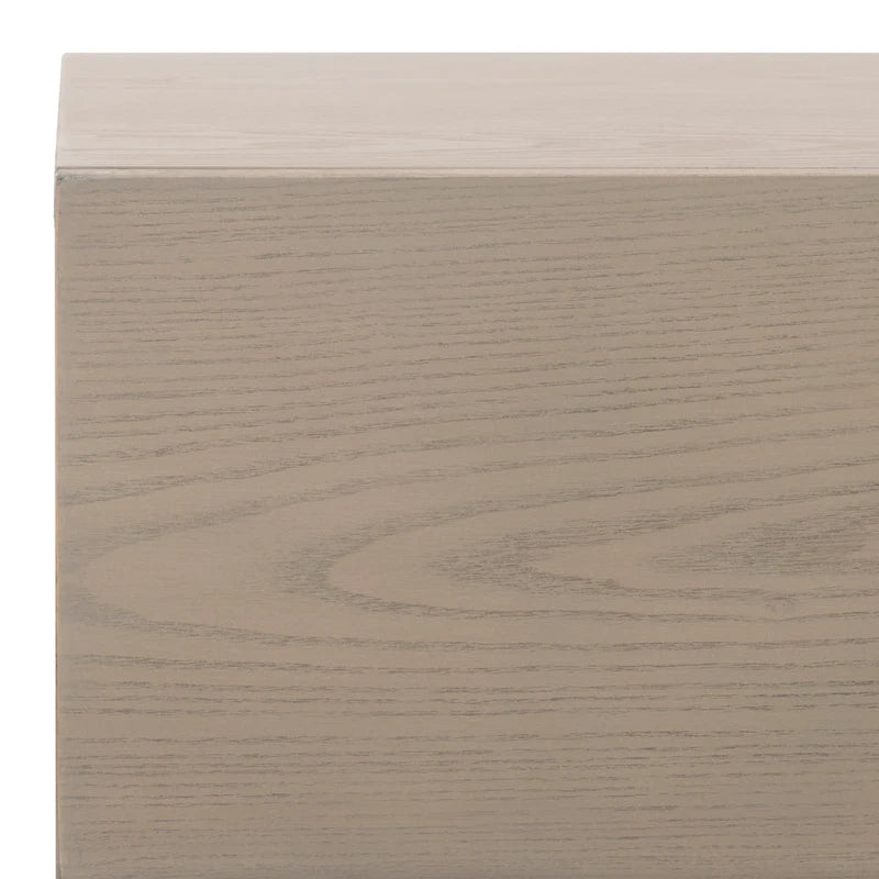 Meuble de rangement à 2 tiroirs en bois lavé gris avec base en métal noir