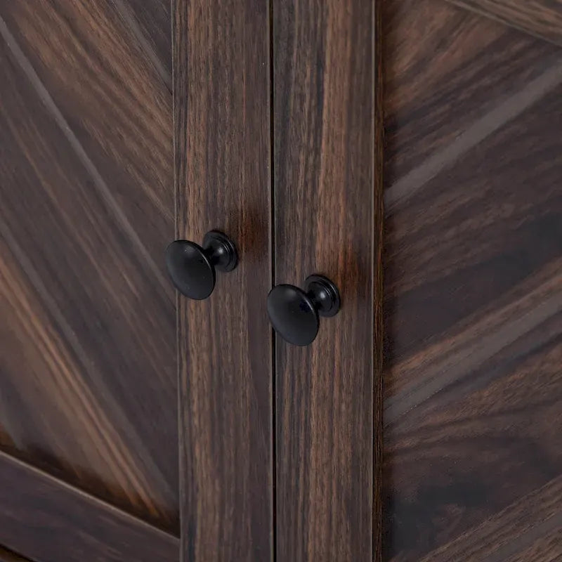Meuble d'entrée avec étagères ouvertes, patères, banc à chaussures, marron
