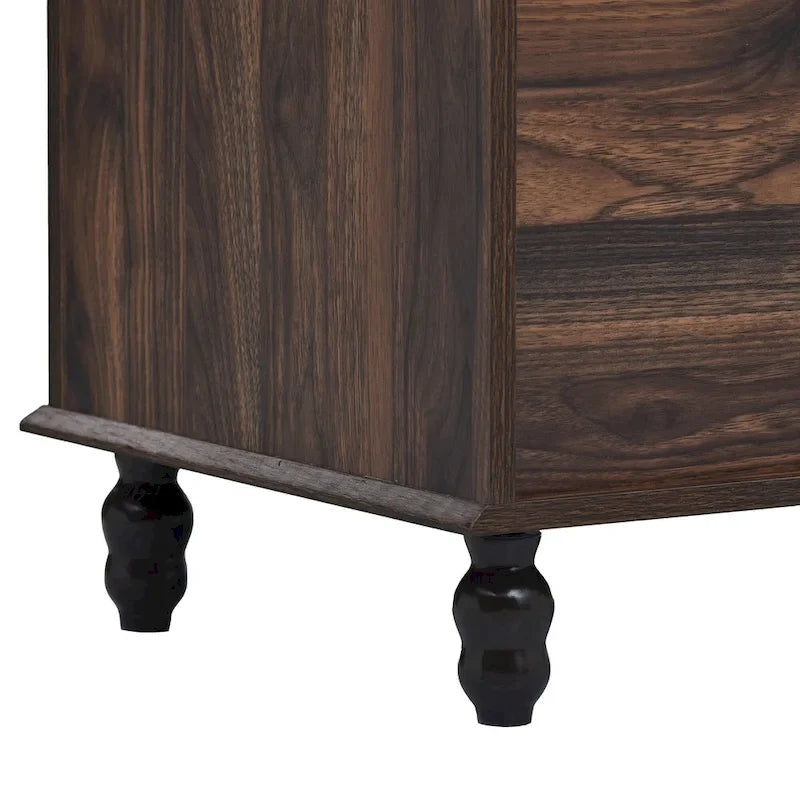 Meuble d'entrée avec étagères ouvertes, patères, banc à chaussures, marron