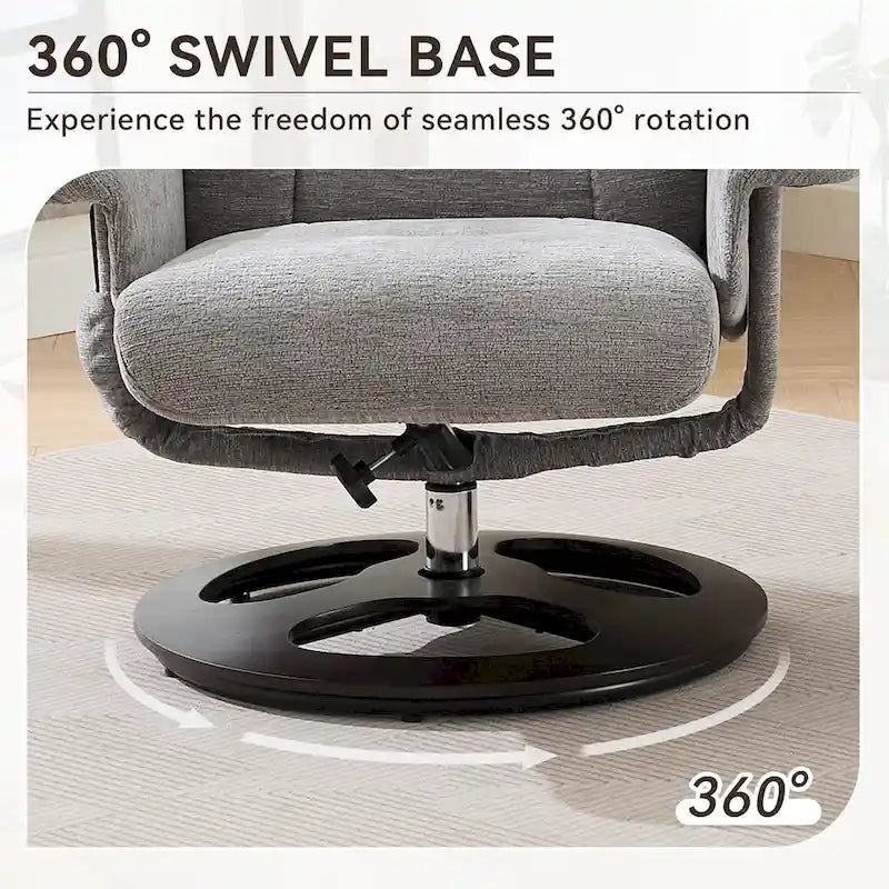 Fauteuil inclinable pivotant gris avec massage, chauffage et dossier réglable