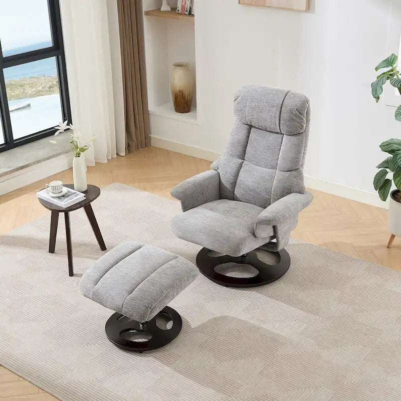 Fauteuil inclinable pivotant gris avec massage, chauffage et dossier réglable
