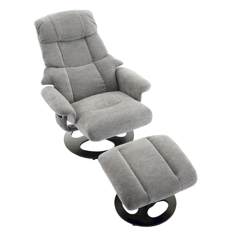Fauteuil inclinable pivotant gris avec massage, chauffage et dossier réglable