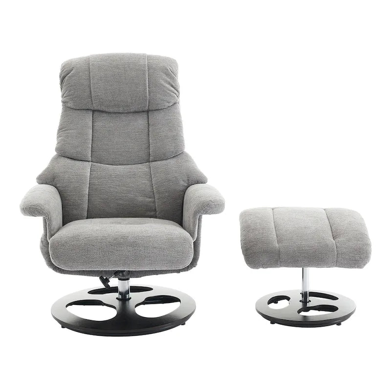 Fauteuil inclinable pivotant gris avec massage, chauffage et dossier réglable