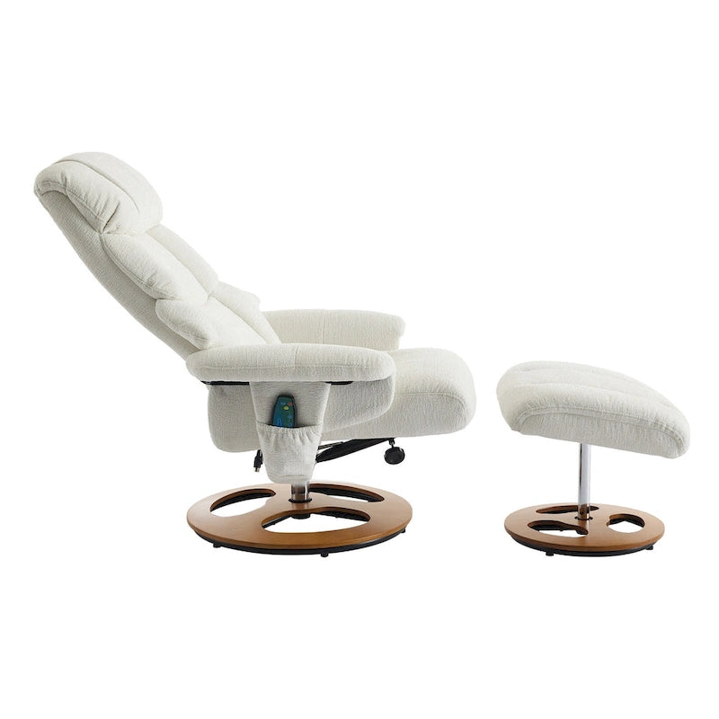 Fauteuil inclinable pivotant gris avec massage, chauffage et dossier réglable