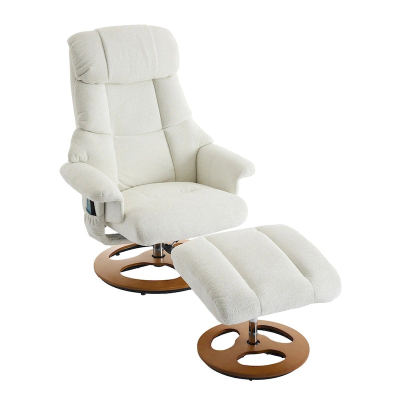 Fauteuil inclinable pivotant gris avec massage, chauffage et dossier réglable