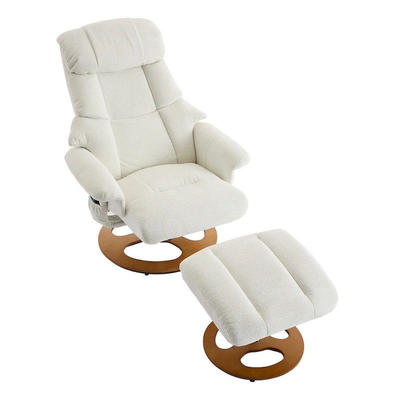Fauteuil inclinable pivotant gris avec massage, chauffage et dossier réglable