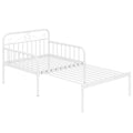 Lit de repos extensible en métal avec rampes sculptées et espace de rangement, blanc/noir