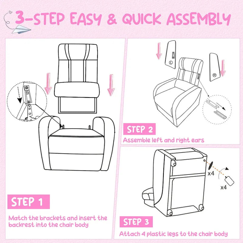 Fauteuil inclinable ergonomique en cuir PU pour enfants avec repose-pieds réglable noir