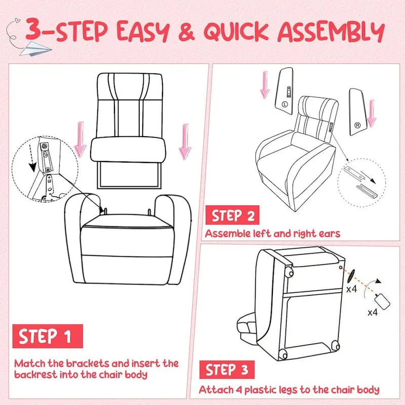 Fauteuil inclinable ergonomique en cuir PU pour enfants avec repose-pieds réglable noir