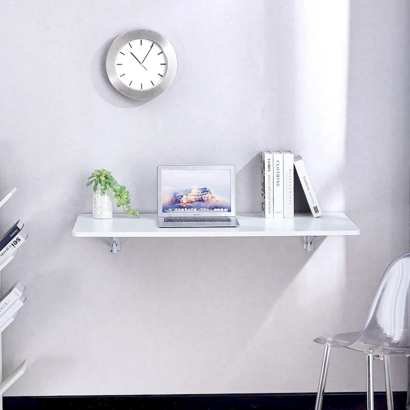 Table murale pliante blanche – Bureau rabattable peu encombrant pour les petits espaces