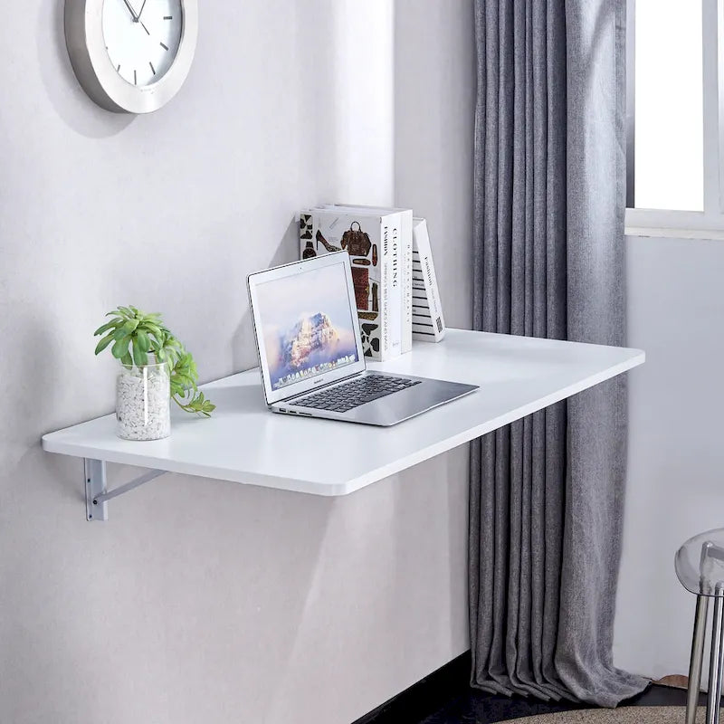 Table murale pliante blanche – Bureau rabattable peu encombrant pour les petits espaces