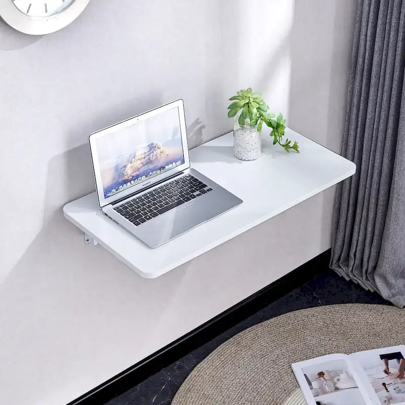 Table murale pliante blanche – Bureau rabattable peu encombrant pour les petits espaces