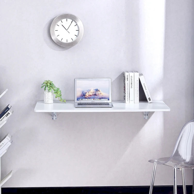 Table murale pliante blanche – Bureau rabattable peu encombrant pour les petits espaces