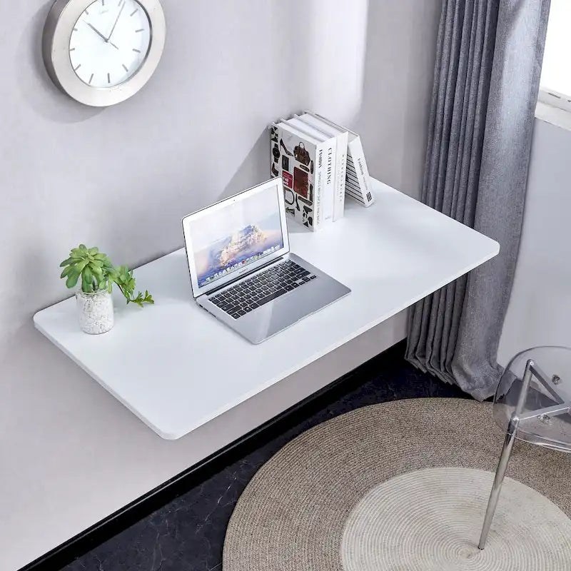 Table murale pliante blanche – Bureau rabattable peu encombrant pour les petits espaces