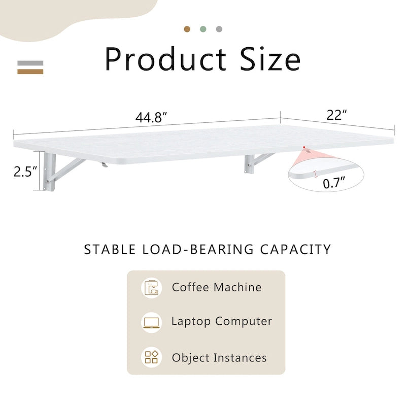 Table murale pliante blanche – Bureau rabattable peu encombrant pour les petits espaces