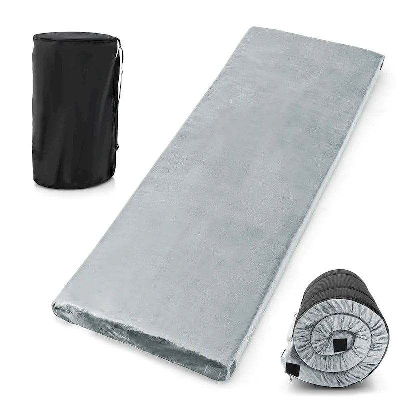 Matelas de voyage à enrouler portable en mousse à mémoire de forme pour camping, gris
