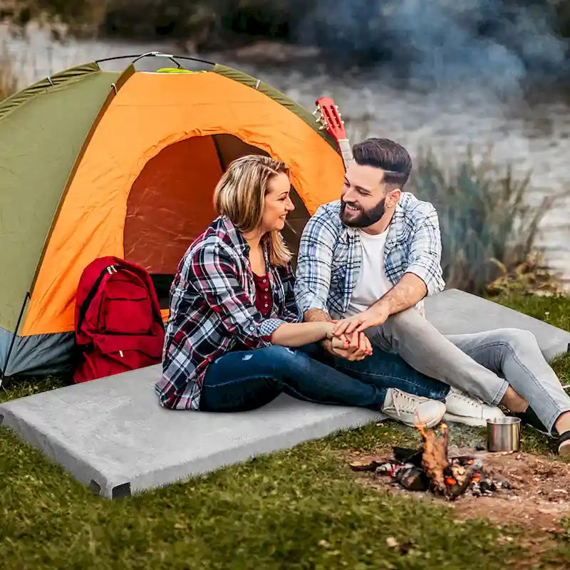 Matelas de voyage à enrouler portable en mousse à mémoire de forme pour camping, gris