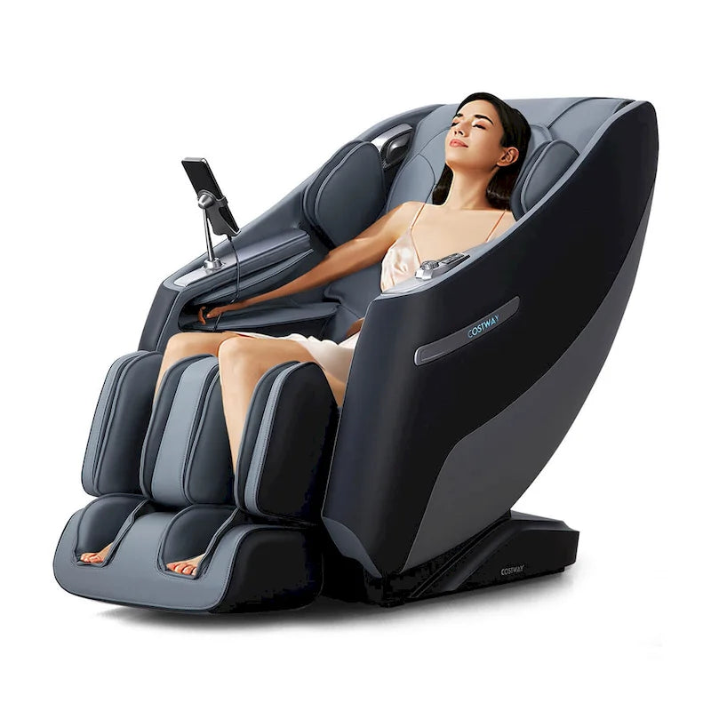 Fauteuil de massage corporel complet Zero Gravity SL Track avec chaleur lombaire, noir et gris