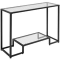 Console moderne en verre trempé avec étagère de rangement à 2 niveaux Noir