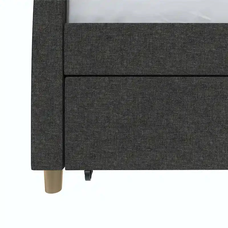 Lit de repos simple rembourré en velours bleu avec dossier capitonné et pieds en laiton
