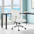 Chaise de bureau mi-hauteur en tissu antimicrobien avec accoudoirs et roulettes chromés