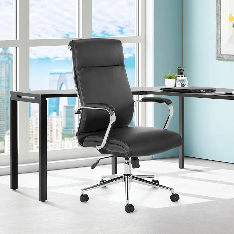 Chaise de bureau mi-hauteur en tissu antimicrobien avec accoudoirs et roulettes chromés