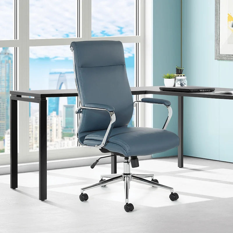 Chaise de bureau mi-hauteur en tissu antimicrobien avec accoudoirs et roulettes chromés