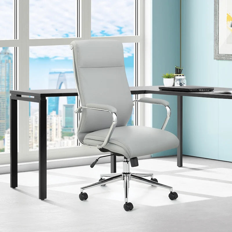 Chaise de bureau mi-hauteur en tissu antimicrobien avec accoudoirs et roulettes chromés