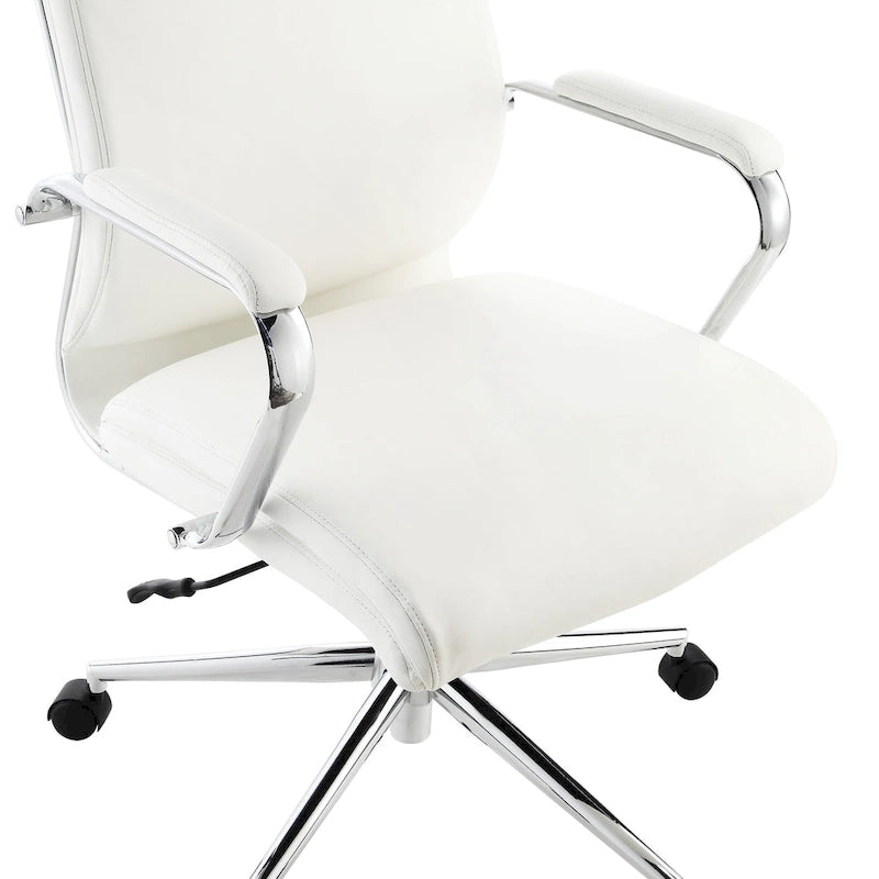 Chaise de bureau mi-hauteur en tissu antimicrobien avec accoudoirs et roulettes chromés