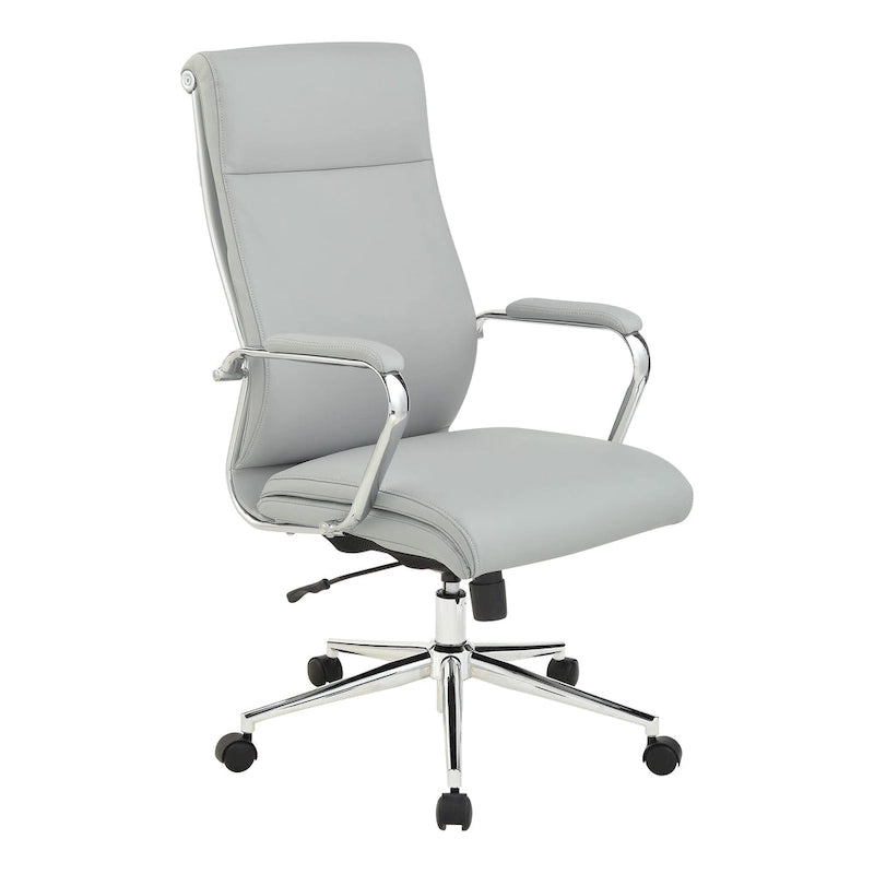 Chaise de bureau mi-hauteur en tissu antimicrobien avec accoudoirs et roulettes chromés