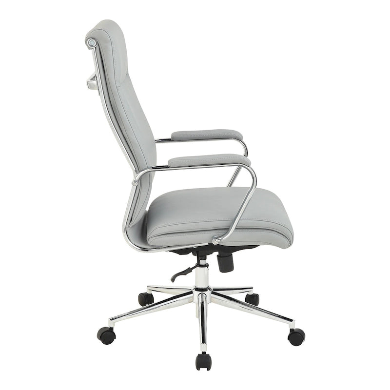 Chaise de bureau mi-hauteur en tissu antimicrobien avec accoudoirs et roulettes chromés