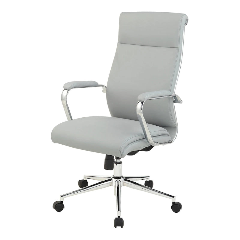 Chaise de bureau mi-hauteur en tissu antimicrobien avec accoudoirs et roulettes chromés